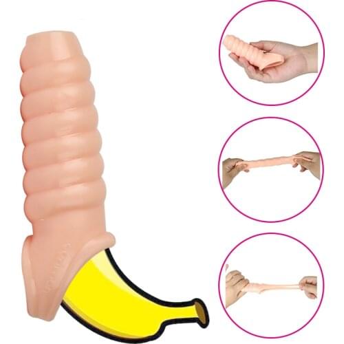 Sex Shop Reusable Silicone Penis Sleeve Enlargement Delayed Ejaculation No Vibrators Sex Adult Erotic Toys For Men Sex Products