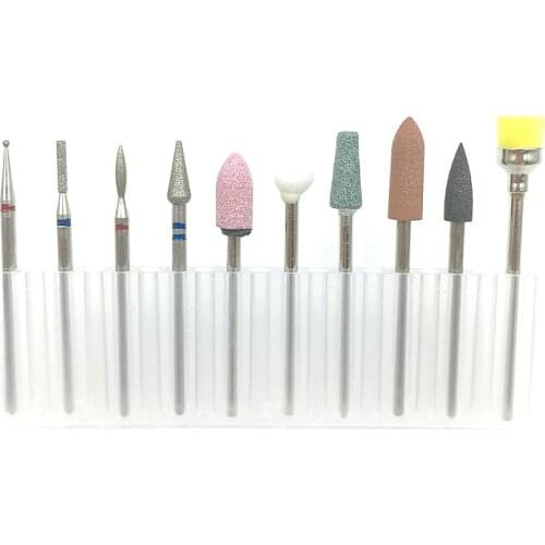 10pcs Nail Drill Bits Set Nail File Electric Rotary Burrs Polishing Ceramic Milling Machine Accessory Dental Polishing Tools