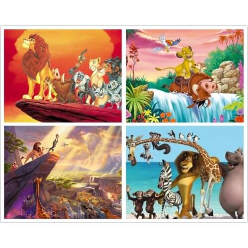 Canvas Painting Disney Stickers Kit Set "The lion king Hippocampus" Posters and Prints Cartoon Animal Wall Art For Home Decor