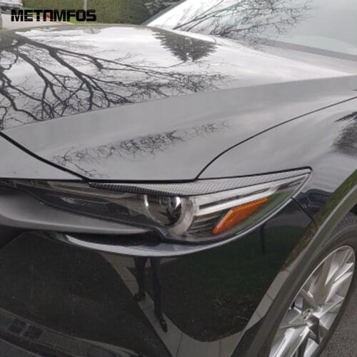 For Mazda CX-5 CX5 2018 2019 2020 Head Light Lamp Eyebrow Eyelid Molding Trim Carbon Fiber Decoration Accessories Car Styling
