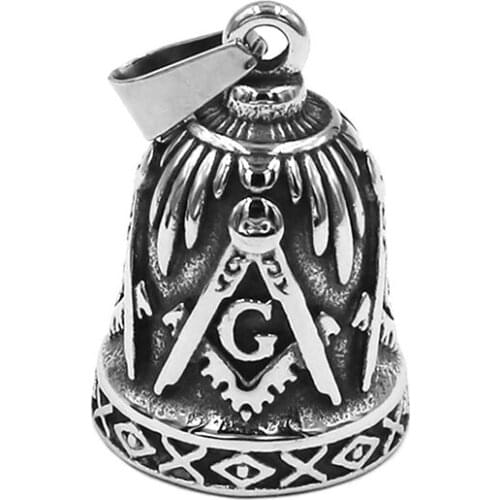 Freemason Masonic Bell Pendant Stainless Steel Jewelry Fashion Masonic Biker Men Pendant Wholesale SWP0551 (Has a steel ball)