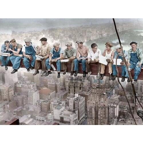 Full square/round 5ddiy Diamond painting NEW YORK Construction workers embroidery pattern Retro New York cross stitch home decor