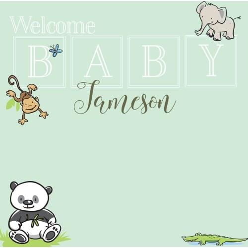 Custom Sweet Safari Animal Elephant Monkey Panda Blue photo studio background High quality Computer print party backdrop