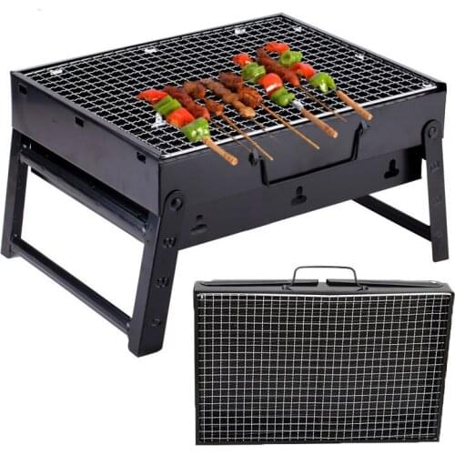 Portable Folding Barbecue Grills Charcoal Grill For Picnic Black Steel Collapsible Barbecue Oven Outdoor Household BBQ Grill