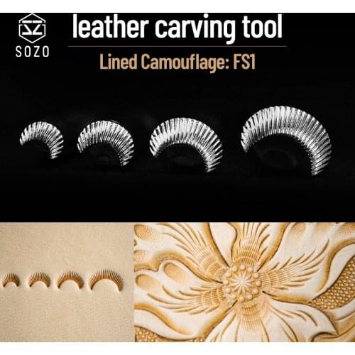 SOZO FS1 Leather Work Stamping Tool Flower Centers Lined Camouflage Sheridan Saddle Make Carving 304 Stainless Streel Stamps