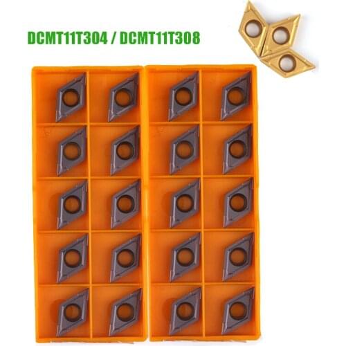 10pcs Carbide Insert DCMT11T304 DCMT11T308 DCMT070204 VP15TF UE6020 US735 CNC Lathe External Turning Tools DCMT Blade for P.M.K