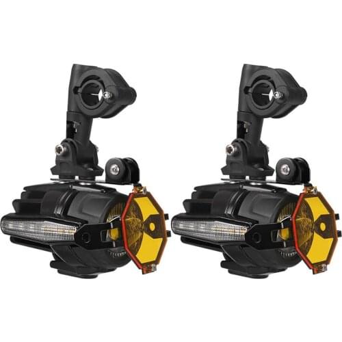 Motorcycle LED Auxiliary Lights with White DRL Amber Turn Signal Spot Driving Fog Light with Protect Guards