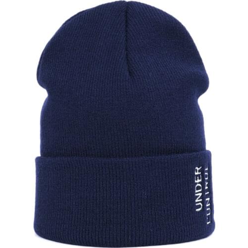 Unisex knitted hat beanie hat fashion letter embroidery winter hat ladies 100% cotton hat hip hop hat outdoor warm ski hat casua