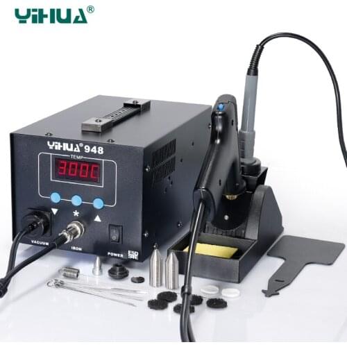 YIHUA948 220V 110V Digital SMD Soldering Iron Station High Quality Suction Tin Gun Handle Rework Station Welding Free shipping