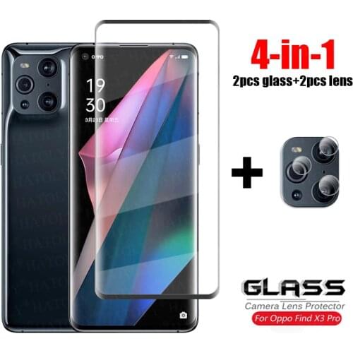 4-in-1 For Glass Oppo Find X3 Pro Tempered Glass 3D Full Curved Cover Glass Find X3 Pro Neo HD Caerma Lens Film Screen Protector