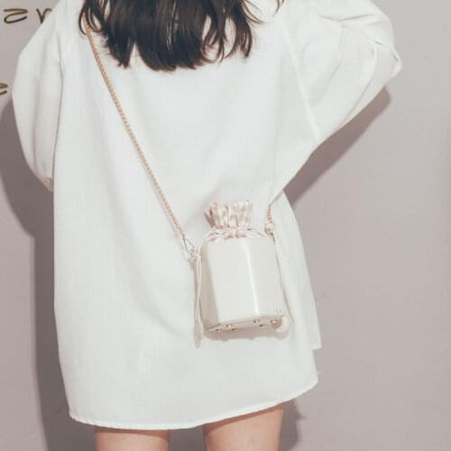 Box Shape PU Leather Crossbody Bags For Women 2021 Drawstring Sweet Shoulder Handbags Female Travel Summer Cross Body Bag