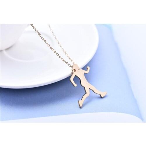 Running Woman Necklace Walking Girls Power Body Figure Pendant Necklace Runner Sports Jewelry Gift
