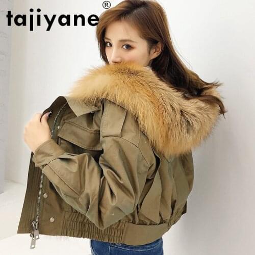 Tajiyane Winter 2020 Womens Coats and Jackets Women Real Wool Lining Jacket Woman Genuine Fox Fur Big Collar Coat Ropa TN1578