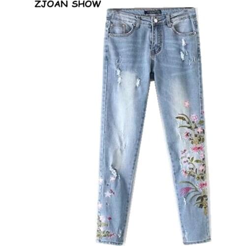 Женские джинсы с вышивкой ZJOAN SHOW China At AliExpress
