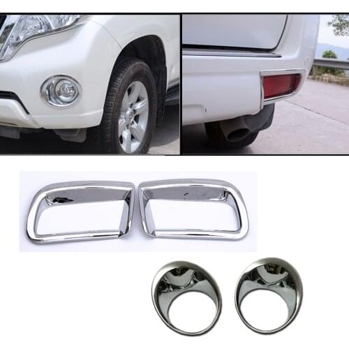 1 Set Front Fog Lamp Frame Rear Fog Lamp Cover For Toyota Land Cruiser 150 Prado LC150 FJ150 2010-2019 Car Accessories Chrome