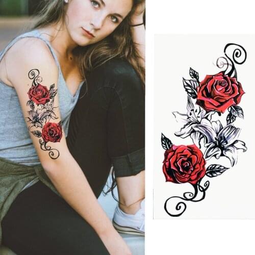 1Pieces Flower Arm Tattoo Decal Body Art Beauty Women Rose Temporary Tattoo Sticker
