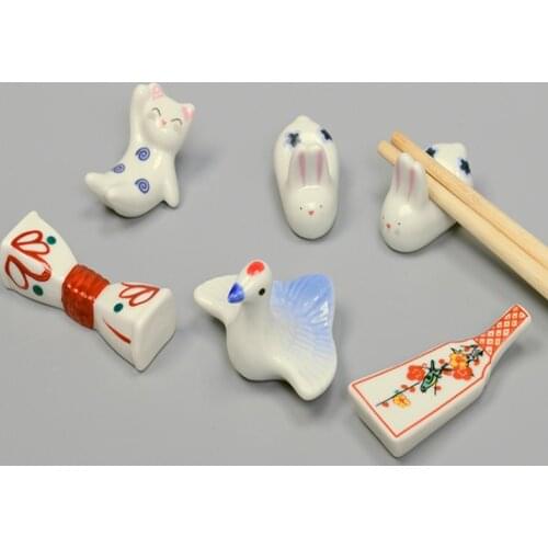 100pcs Rabbit and cat ceramic chopstick holders flower Rack Home Decoration Ceramic handicraft ornaments pen holder