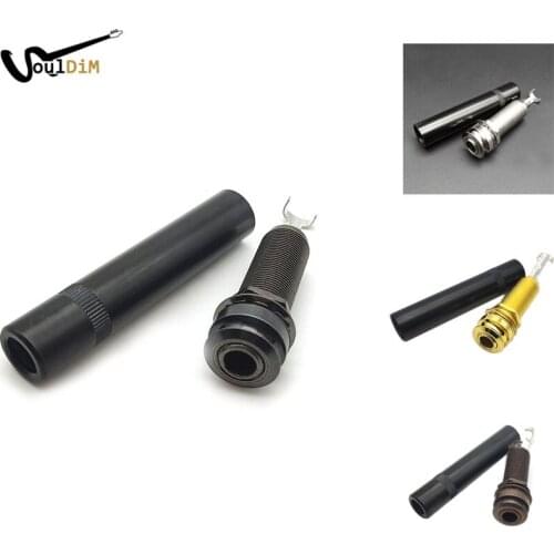 12pcs Acoustic Electric Guitar 6.35mm 1/4 Inch Mono Output Endpin Jack Socket Plug with Black Endpin Cover Copper Material