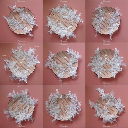 2Pairs/4pcs Variety Choice Ivory/White Classic Clothing Lace Trim Applique Patch High Quality DIY Craft Sewing Accessories SX47