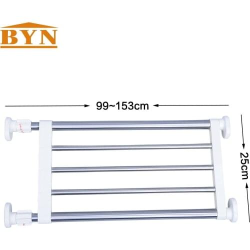 BYN 2 Poles Expandable Storage Rack Organizer 99-153cm for Bathroom Wardrobe Kitchen Space Saver DQ0778-16