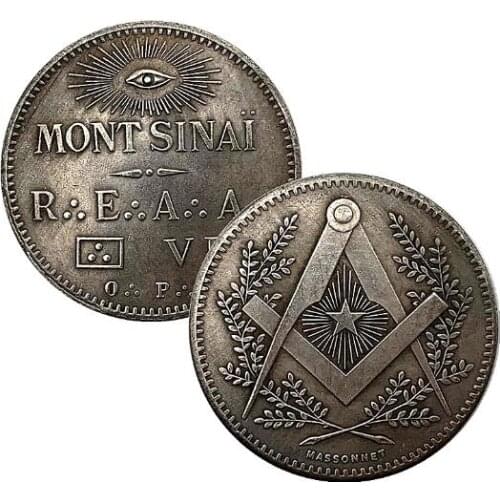 20pcs/lot Vintage Antique Silver Masonic Freemason Commemorative Coin Masonic Sky Eye Free Mason Jewelry Accessory Wholesale
