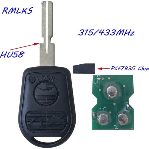 3 Button Remote Car Key 315/433 Mhz With Original ID44 PCF7935 Chip For BMW E31 E32 E34 E36 F30 E38 E39 E46 E90 E91 E92