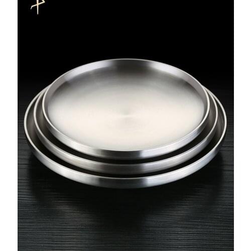 304 Stainless Steel Plate Disc Steak Western Food Plate Nordic Shallow Plate Fruit Flat Plate Home Deep Plate Soup Plate