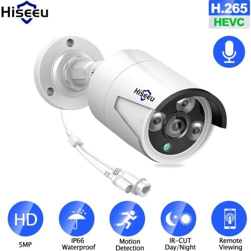 5MP Super High Definition POE Security Camera with Audio Night Vision Motion Detection Remote Access IP66 Waterproof