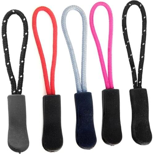 5pcs/pack Zipper Pulls Cord Ends Strap Zipper Rope Black For Bags Apparel Accessories