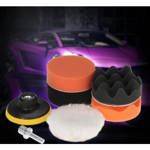 7Pcs 3 Inch Car Vehicle Polishing Waxing Pad Buffing Sponge M14 Shank Tool Set