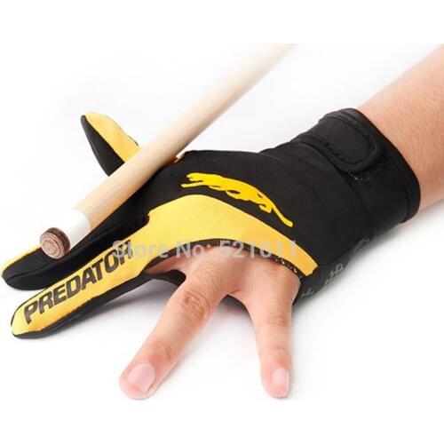 Free shipping 10pcs/lot Cue Billiard Pool Shooters 3 Fingers Gloves RED and YELLOW billiard gloves snooker gloves high quality