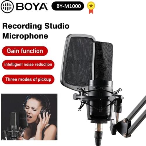 BOYA BY-M1000 Professional Large Microphone Kit Omnidirectional Double-layer Pop Filter Shock Mount for Singer Studio Recording