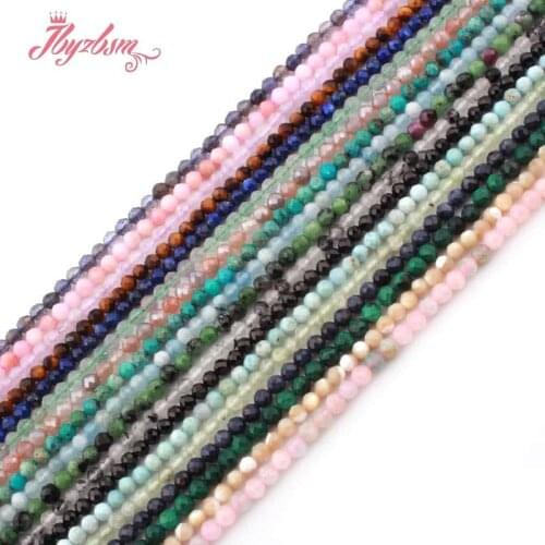 4mm Natural Larimar Malachite Fluorite Stone Beads Tiny Faceted Round Loose For DIY Jewelry Making Bracelet Necklace Spacer 15"