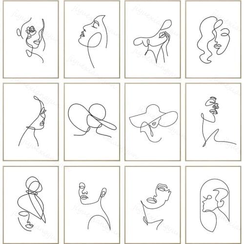 Black And White abstract Line Curve Sexy Beauty Canvas Painting Print Poster Picture Wall Art Bedroom Living Room Decoration