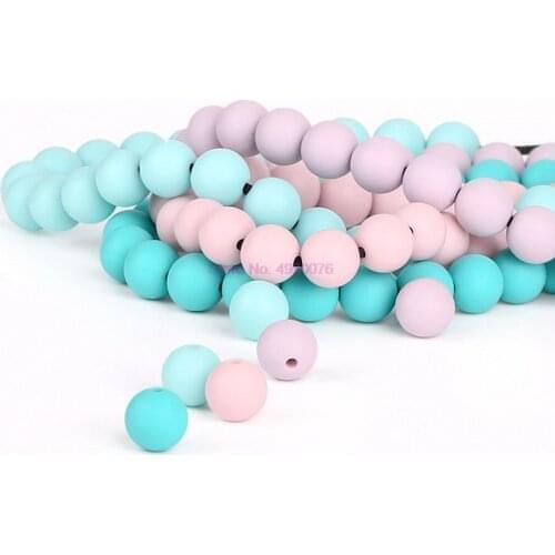DHL 50bag 100(Pcs single color)/bag 12mm Silicone Beads BPA Free Round Beads Baby Chewable Teether Pacifier Clips Toy