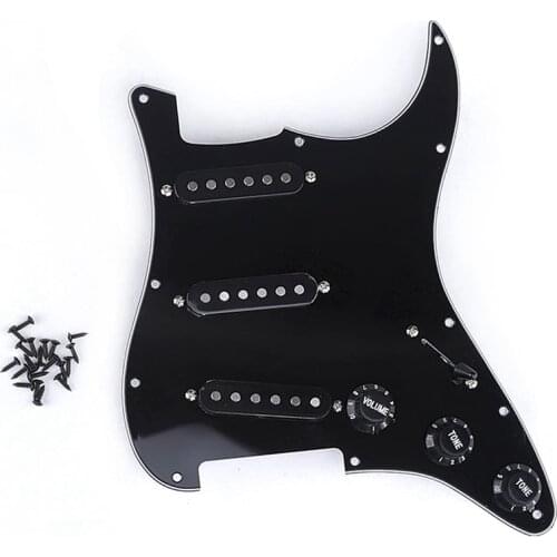 Single Coil SSS Electric Guitar Pickguard Pickup Loaded Prewired Scratch Plate 11 Holes 3Ply for ST SQ Guitar