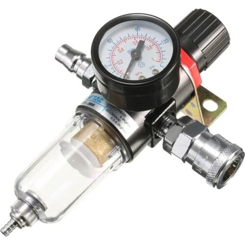 1/4inch Air Compressor Filter Water Separator Trap Tools Kit Oil Water Separator Regulator Lubricator With Regulator Gauge #40