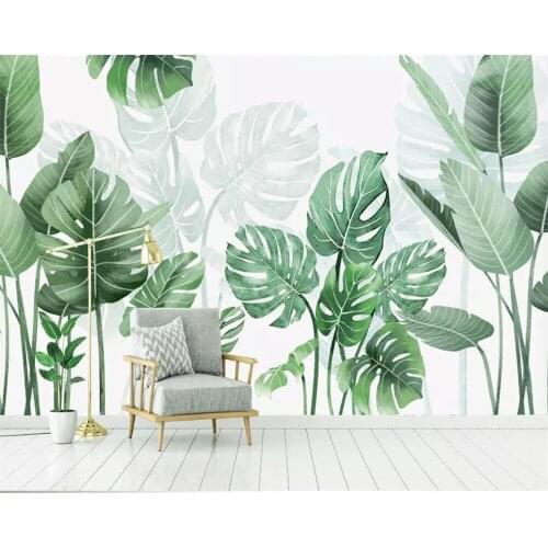 Custom wallpaper photo wall stickers Modern small fresh watercolor plant background wall murals decorative painting 3d wallpaper