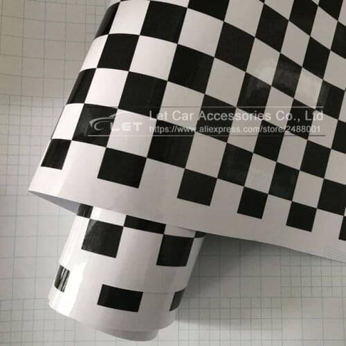 Glossy Black and white grid vinyl film on Car DIY Graffiti Sticker Bomb Wrap Car Stickers Motorcycle Accessoriesl car decal