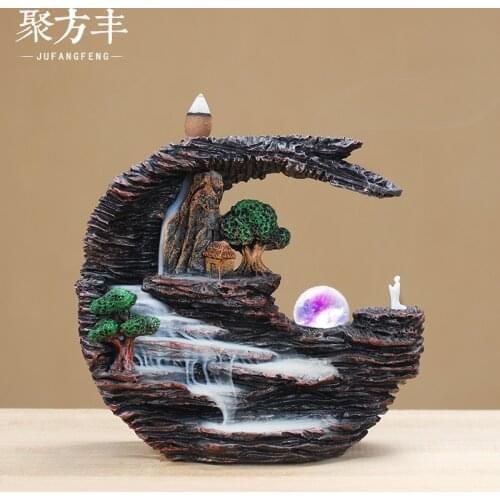 Chinese Style High Mountain Flowing Water Ceramic Smoked Reflux Incense Burner Burner Reflux Incense Burner Cone Frame Crafts
