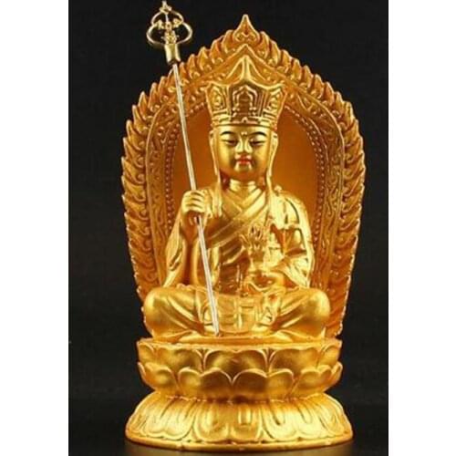 Chinese Tibetan Buddhism Resin Gilt Ksitigarbha Bodhisattva Statue Pray Safety Buddha Statue