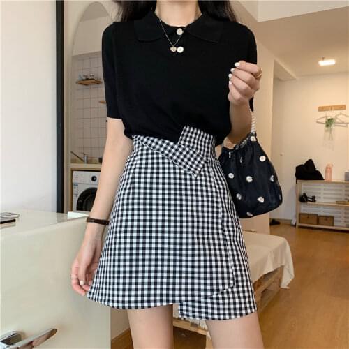 Summer 2021 new Korean design high-waist skirt is thin and irregular A-line skirt female black short skirt