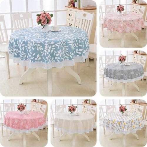 Flower Round Table Cloth Waterproof Pastoral PVC Plastic Kitchen Tablecloth Oilproof Decorative Elegant Fabric Table Cover