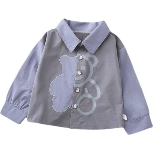 Baby Fashion Clothing Children Boys Girl Cartoon Lapel Shirt Kid Casual Clothing New Spring Autumn Infant Toddler Cotton Costume