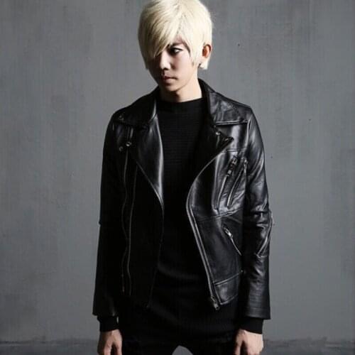 Men nightclub PU leather bomber jacket punk hiphop stage costume mens singer coats jaqueta de couro motorcycle jackets for man