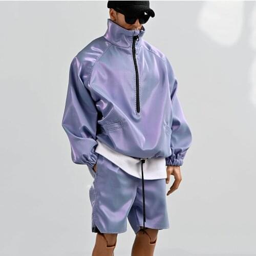 1/6 Male Soldier Trendy Laser Colorful Top Shorts Jacket Short Pants Set Clothes Fit 12'' Action Figure Body