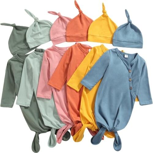 Unisex Baby Girls Boys Sleep Sack Set, Solid Color Long Sleeve V-neck Sleeping Bag+Pointed Hat for Spring, Fall 0-3T