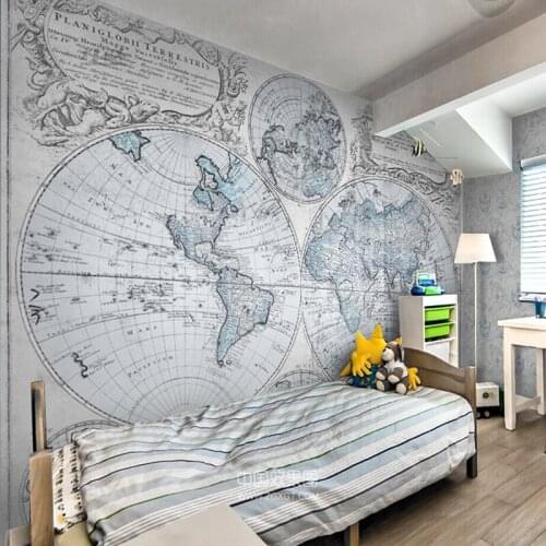 Retro nostalgic world map wallpaper living room sofa TV background wall office study decorative mural papel DE parede Waterproof