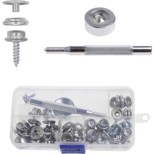 New 62 Pcs Iron Boat Marine Canvas Fabric Snap Cover Button Socket Kit Tool Accessories