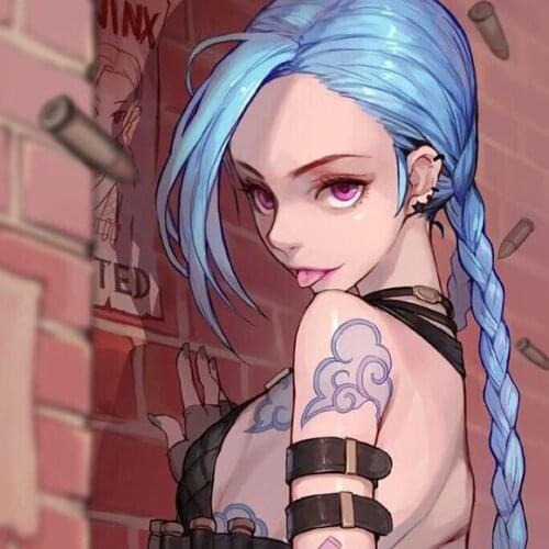New Jinx Tattoo LOL League Legends Hero Decal Sticker Vinyl Cosplay Props Gifts